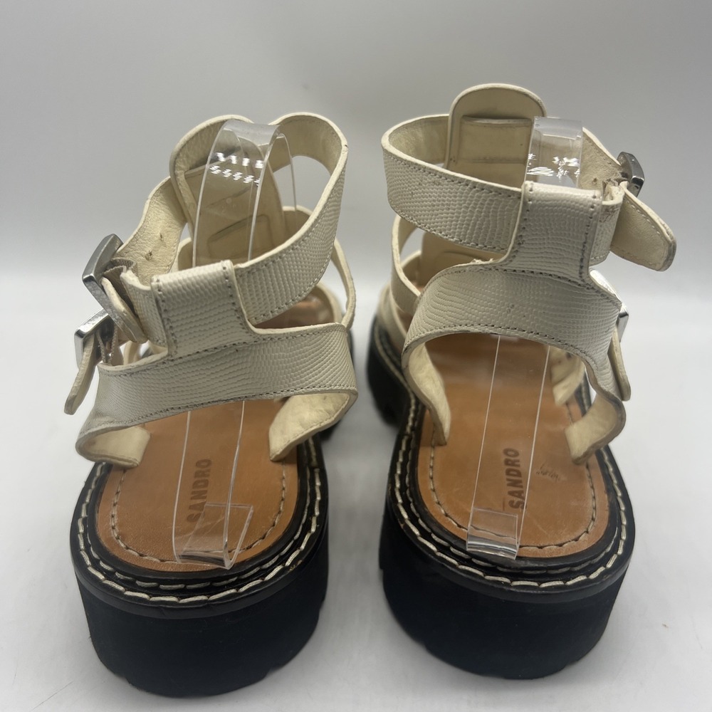 SANDRO Sandals Womens‎ 40 US 8.5 Stud Lizard Leather Gladiator RockChic - Picture 4 of 16